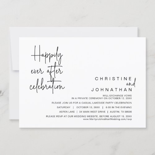 Happily Ever After Wedding Elopement Celebration  Invitation