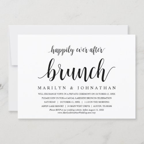 Happily Ever After Wedding Elopement Dinner Brunch Invitation