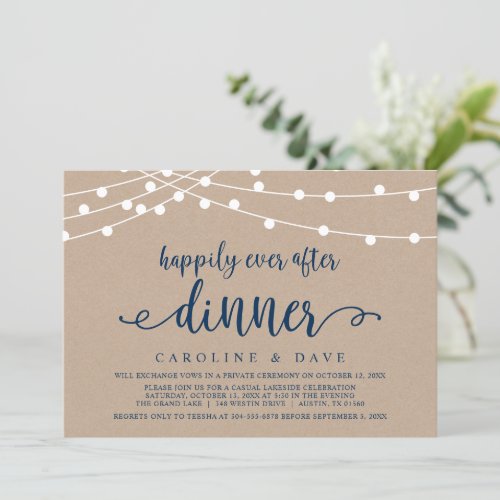 Happily Ever After Wedding Elopement Dinner Invita Invitation