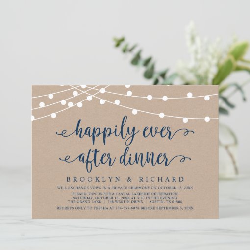 Happily Ever After Wedding Elopement Dinner Invita Invitation Zazzle 6966