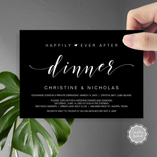 Happily ever After Wedding Elopement Dinner Invitation