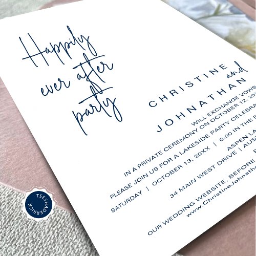 Happily Ever After Wedding Elopement Dinner Party Invitation