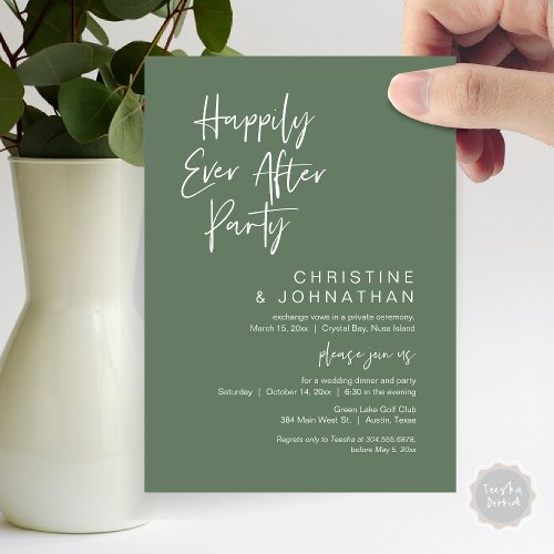 Happily Ever After Wedding Elopement Dinner Party Invitation