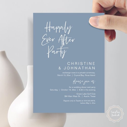 Happily Ever After Wedding Elopement Dinner Party Invitation