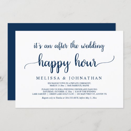 Happily Ever After Wedding Elopement Happy Hour In Invitation