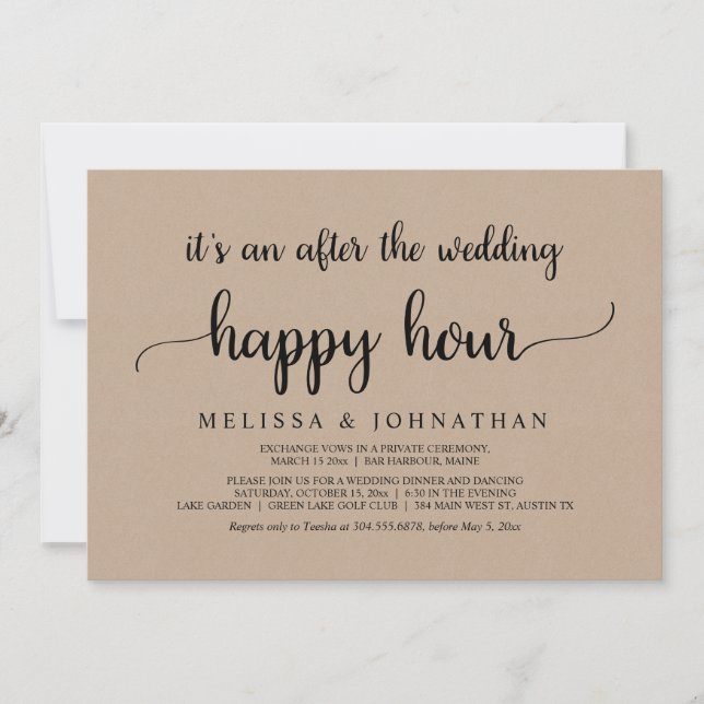 Happily Ever After Wedding Elopement Happy Hour Invitation (Front)