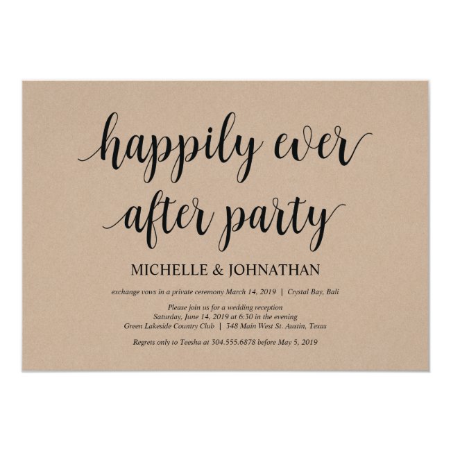 Happily ever after Wedding Elopement Invites