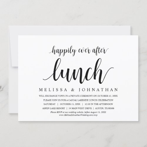 Happily Ever After Wedding Elopement Lunch Invitat Invitation