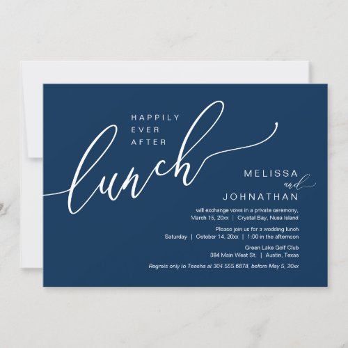 Happily Ever After Wedding Elopement Lunch Invitation