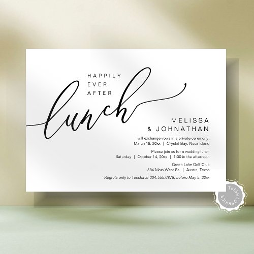 Happily Ever After Wedding Elopement Lunch Invitation