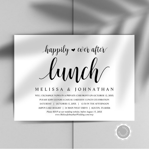 Happily Ever After Wedding Elopement Lunch Invitation