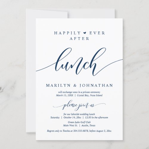 Happily Ever After Wedding Elopement Lunch Party Invitation