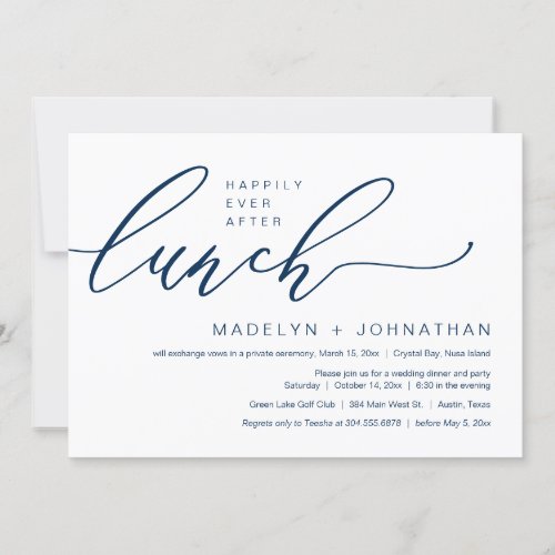 Happily Ever After Wedding Elopement Lunch Party Invitation