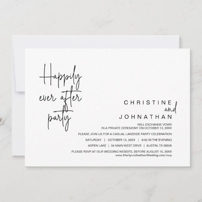 Happily Ever After Wedding Elopement Party Dancing Invitation (Front)