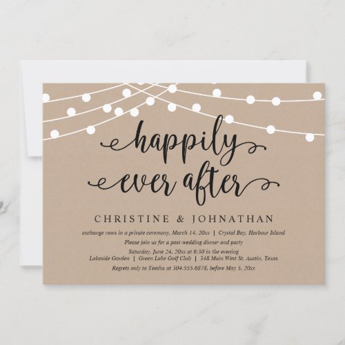 Happily Ever After Wedding Elopement Party Invita Invitation