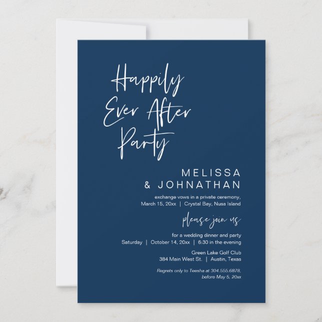Happily Ever After, Wedding Elopement Party Invita Invitation (Front)
