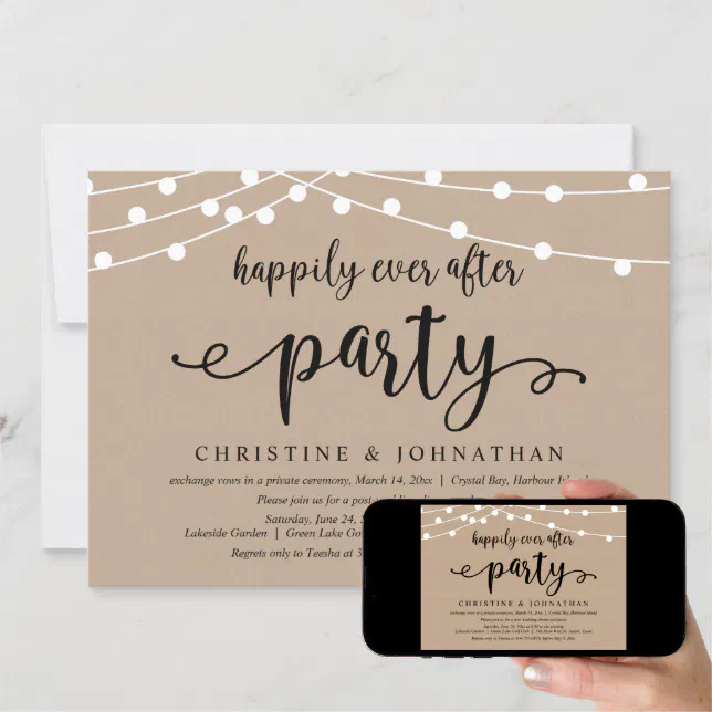 Happily Ever After Wedding Elopement Party Invita Invitation Zazzle 9707