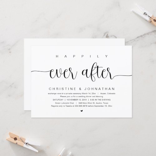 Happily ever after Wedding Elopement Party Invita Invitation