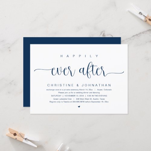 Happily ever after Wedding Elopement Party Invita Invitation