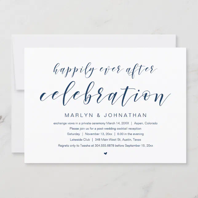 Happily Ever After Wedding Elopement Party Invita Invitation Zazzle 6452