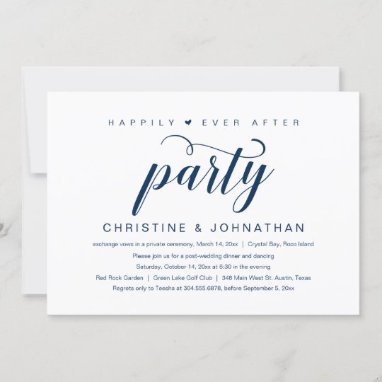 Happily Ever After Wedding Elopement Party Invita Invitation 8476