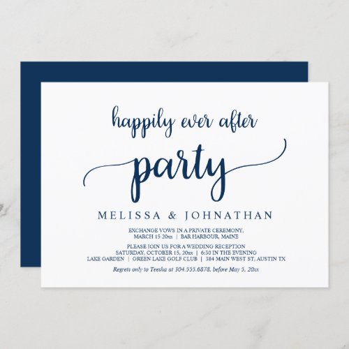 Happily Ever After Wedding Elopement Party Invitat Invitation