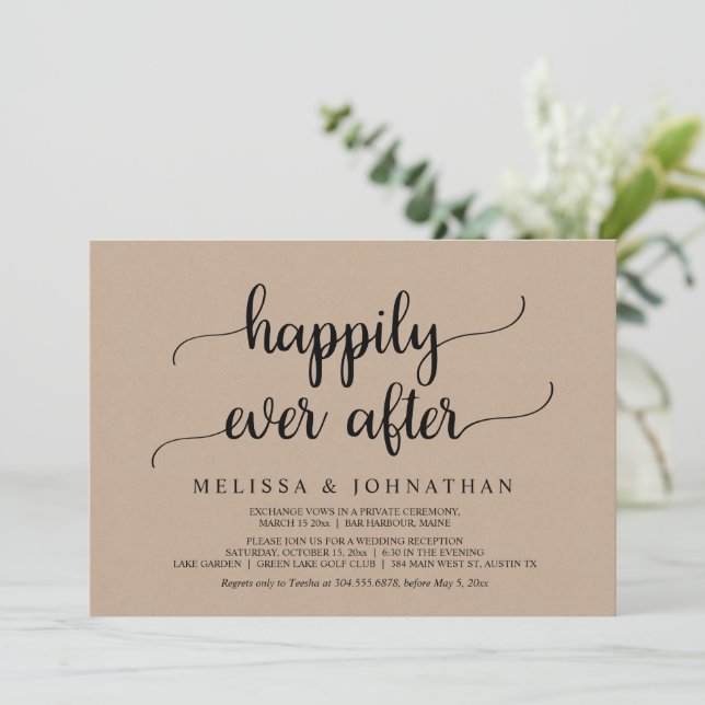 Happily Ever After Wedding Elopement Party Invitat Invitation (Standing Front)