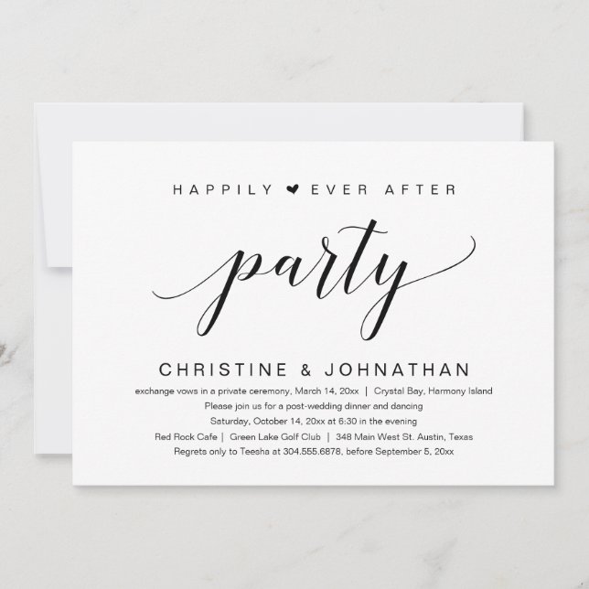 Happily Ever After Wedding Elopement Party Invitation (Front)