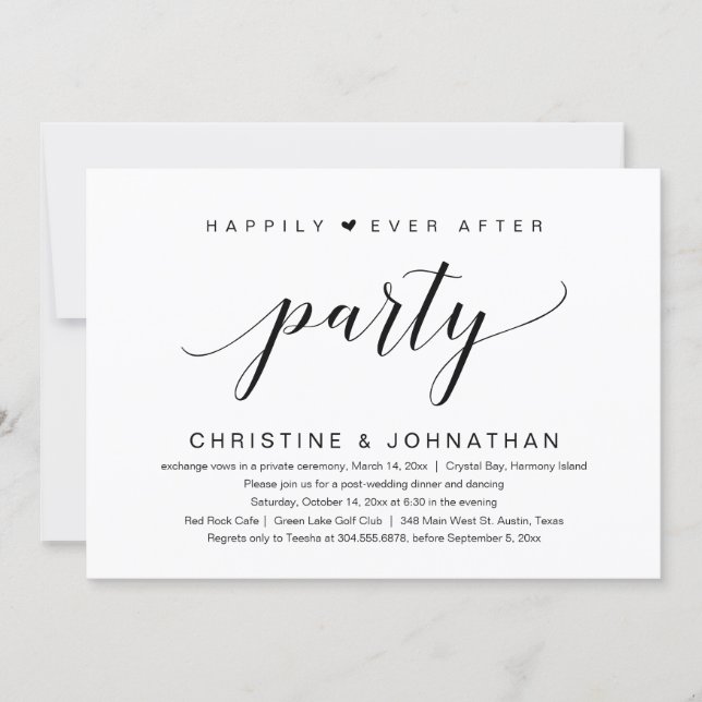 Happily Ever After Wedding Elopement Party Invitation (Front)
