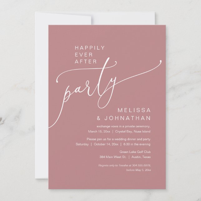 Happily Ever After Wedding Elopement Party Invitation (Front)