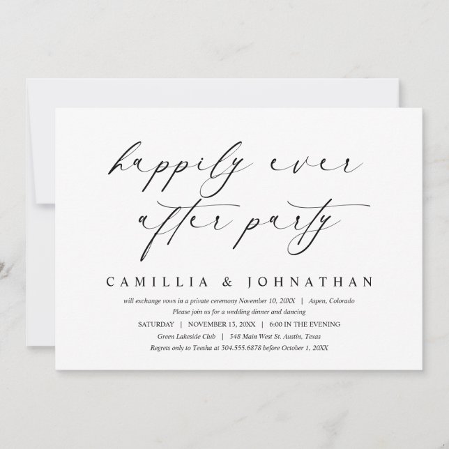 Happily Ever After Wedding Elopement Party Invitation (Front)