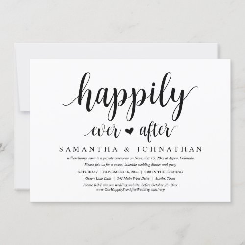 Happily ever after Wedding Elopement Party Invitation