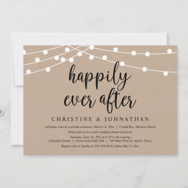 Happily Ever After, Wedding Elopement Party Invitation (Front)