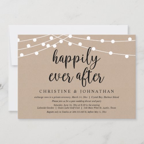 Happily Ever After Wedding Elopement Party Invitation