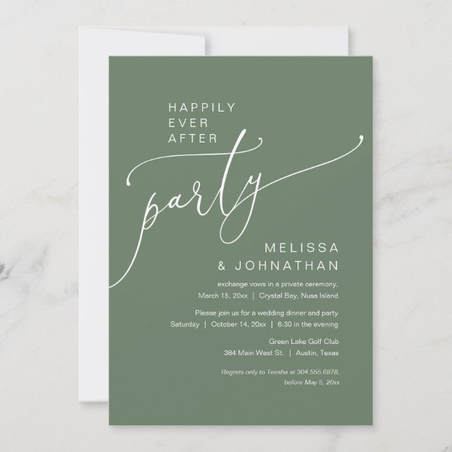Happily Ever After Wedding Elopement Party Invitation (Front)
