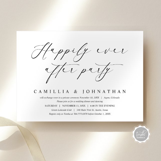 Happily Ever After Wedding Elopement Party Invitation (Happily Ever After Wedding Elopement Party Invitation Card, Digital Download, Online template)
