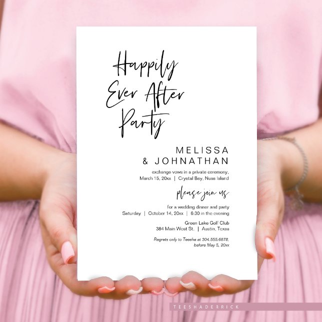 Happily Ever After, Wedding Elopement Party Invitation (Happily Ever After Party, Wedding Elopement Dinner and Dancing Invitation Card, in Modern Theme.)