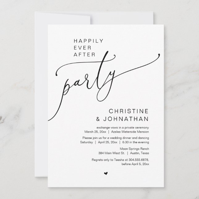 Happily Ever After, Wedding Elopement Party Invitation (Front)