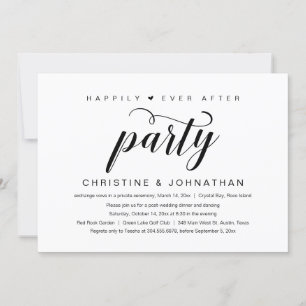 Happily Ever After, Wedding Elopement Party Invitation
