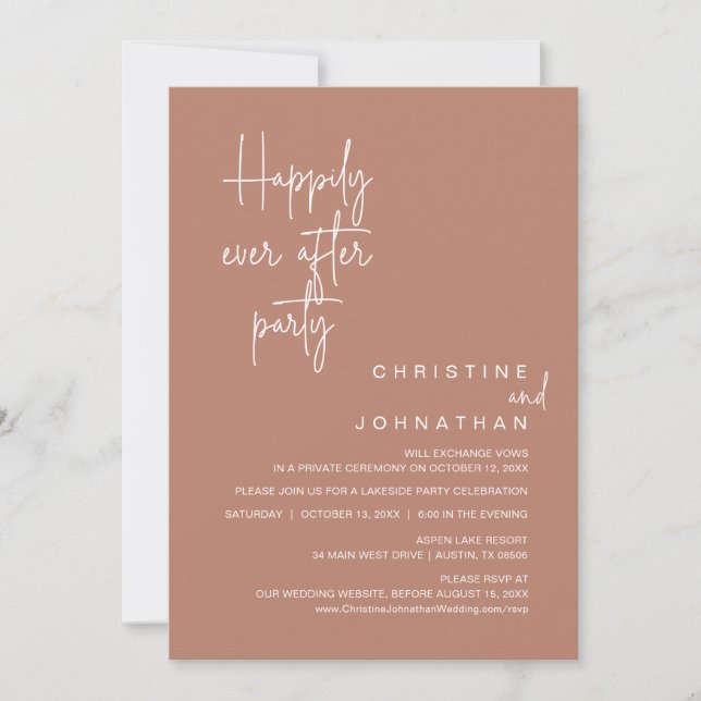 Happily Ever After Wedding Elopement Party Invitation (Front)