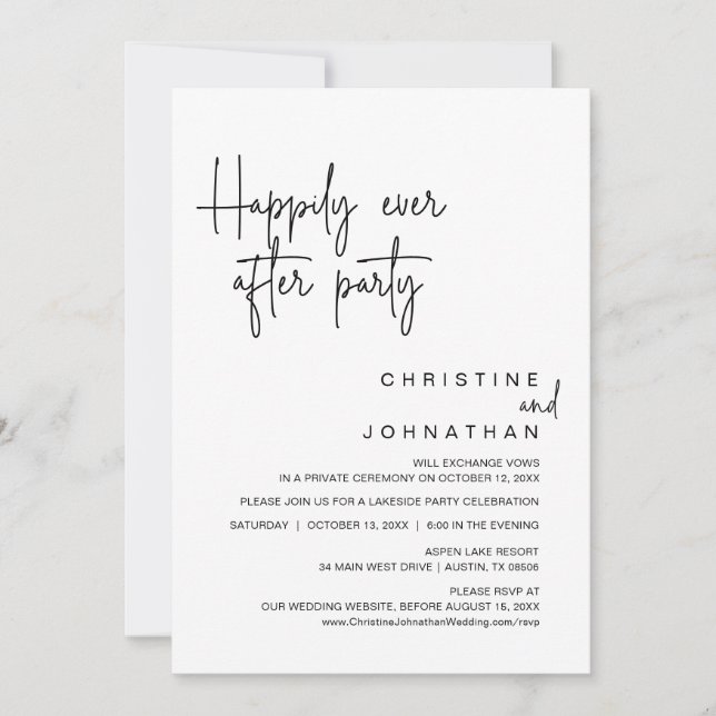 Happily Ever After Wedding Elopement Party Invitation (Front)
