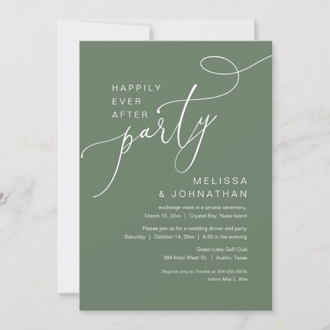 Happily Ever After Wedding Elopement Party Invitation (Front)