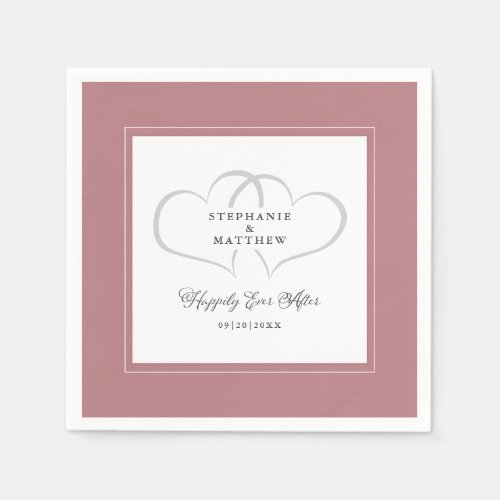 Happily Ever After Wedding Engagement Dusty Rose Napkins