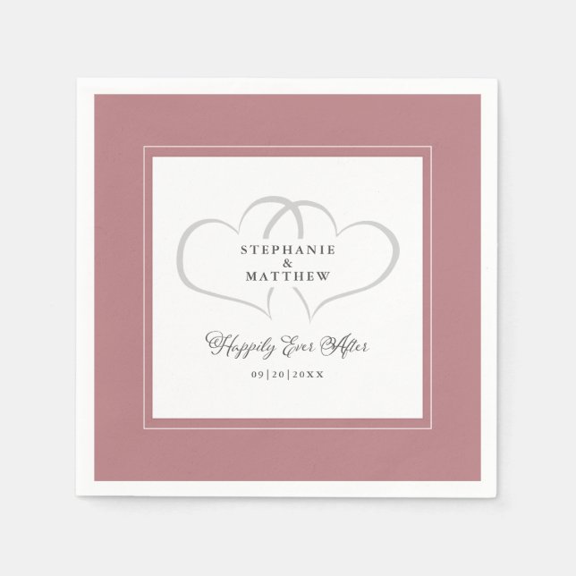 Happily Ever After Wedding Engagement Dusty Rose Napkins (Front)