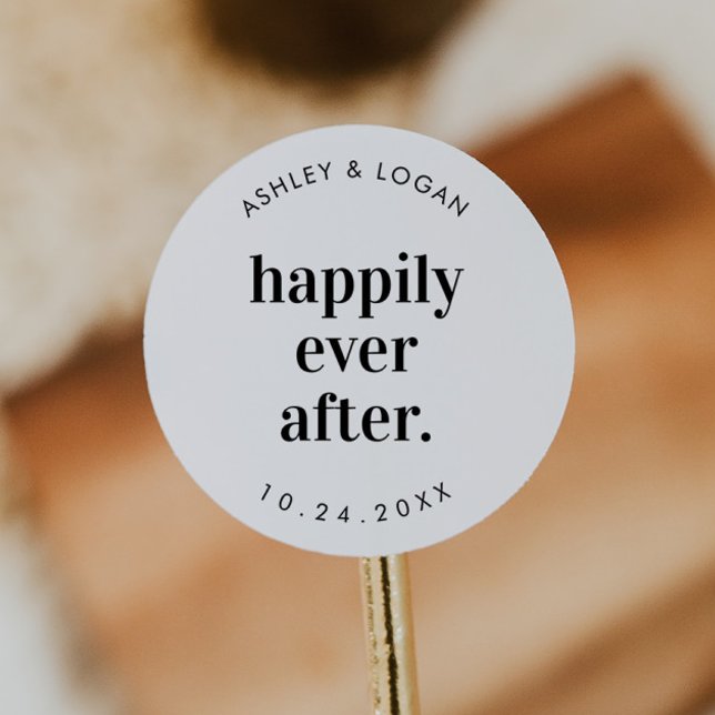 Happily Ever After Wedding Favor Classic Round Sticker (Creator Uploaded)