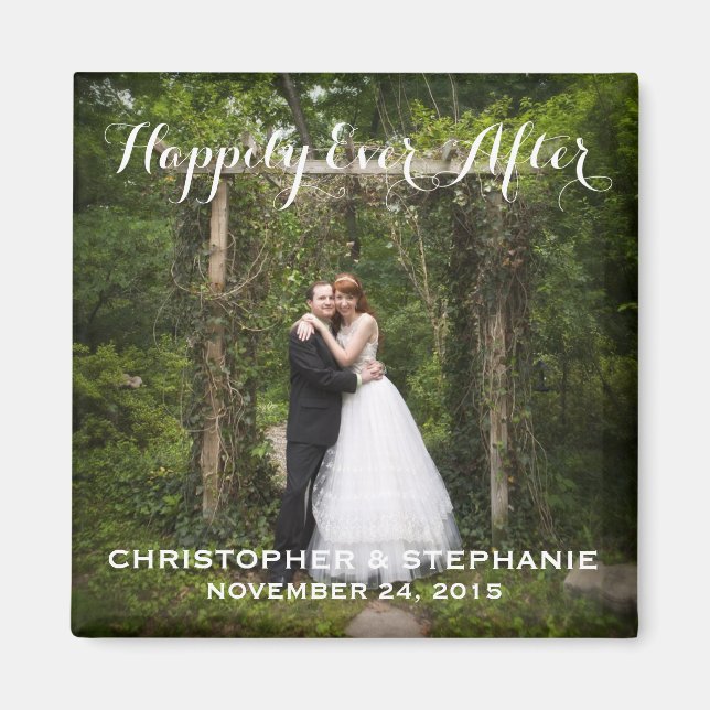 Happily Ever After Wedding Favor Photo Magnet (Front)