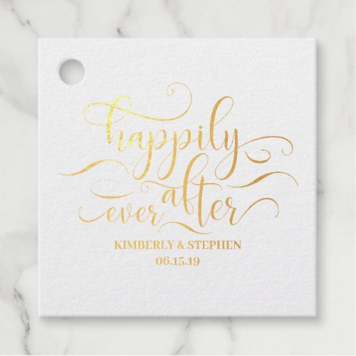 Happily Ever After Wedding Foil Favor Tags