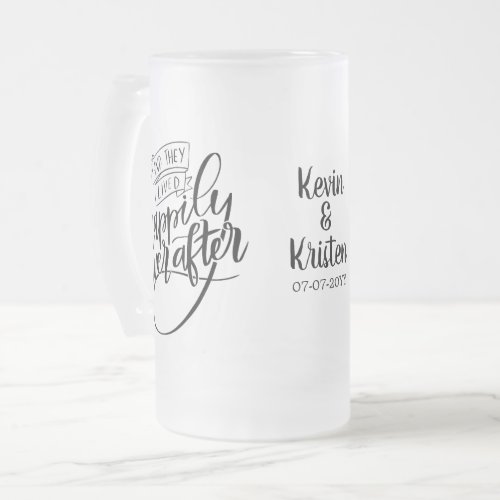 Happily Ever After Wedding Frosted Glass Beer Mug