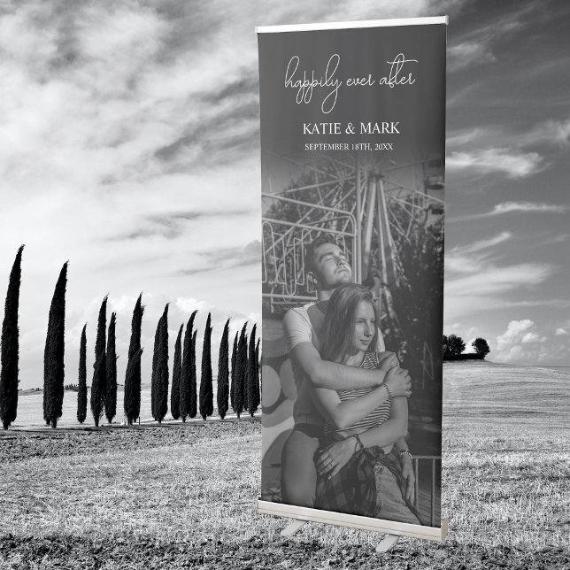  Happily Ever After Wedding Full Photo Sign Black  (Happily Ever After Wedding Full Photo Sign Black)