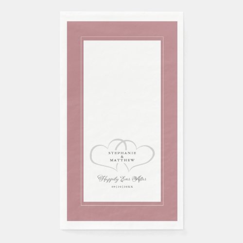 Happily Ever After Wedding Hearts Dusty Rose Pink Paper Guest Towels